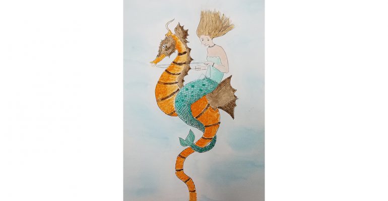 Mermaid Watercolor Painting Lisa Shea