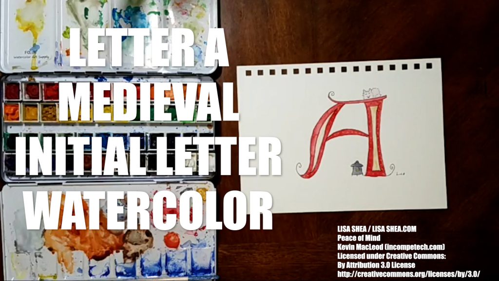 Letter A Medieval Initial Letter Watercolor