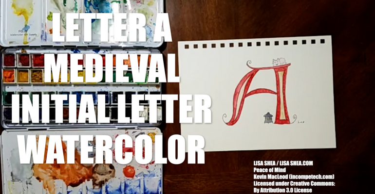 Letter A Medieval Initial Letter Watercolor