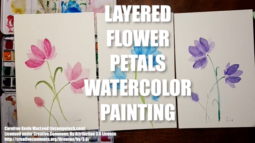 Layered Flower Petals Watercolor Painting Step by Step Tutorial