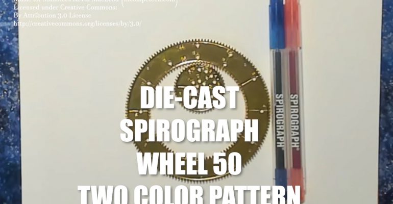 Red and Blue Two-Tone Pattern with Wheel 50 Spirograph Die-Cast Collector's Set