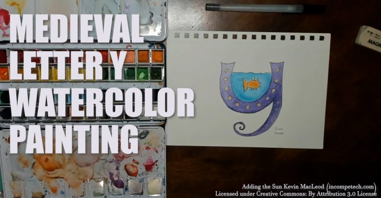 Illustrated Watercolor Letter Y