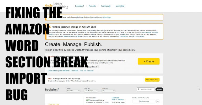 Fixing the Amazon Word Section Break Import Bug